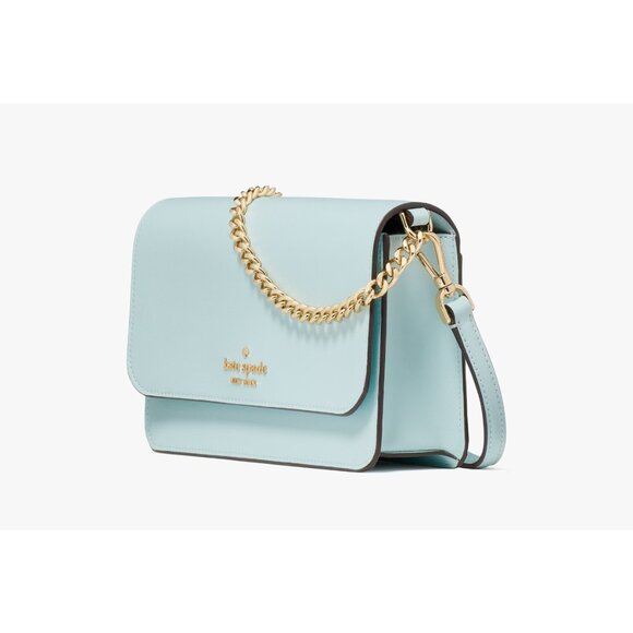 New Kate Spade Madison Small Flap Crossbody Saffiano Leather Blue Glow - Picture 2 of 5